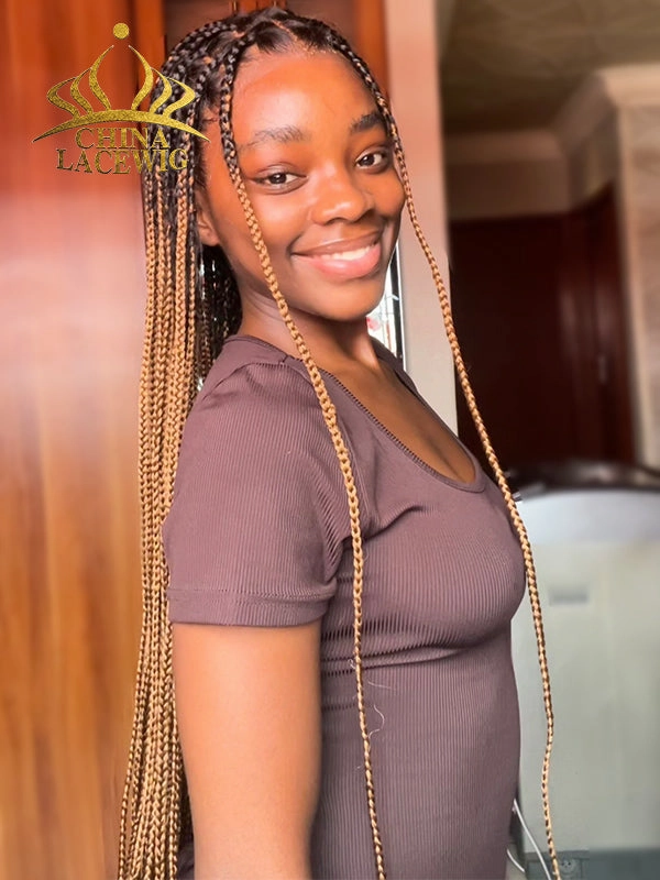  Chinalacewig Beyonc Honey Blonde Knotless Braid Wig Swiss Full Lace with Human Hair Roots