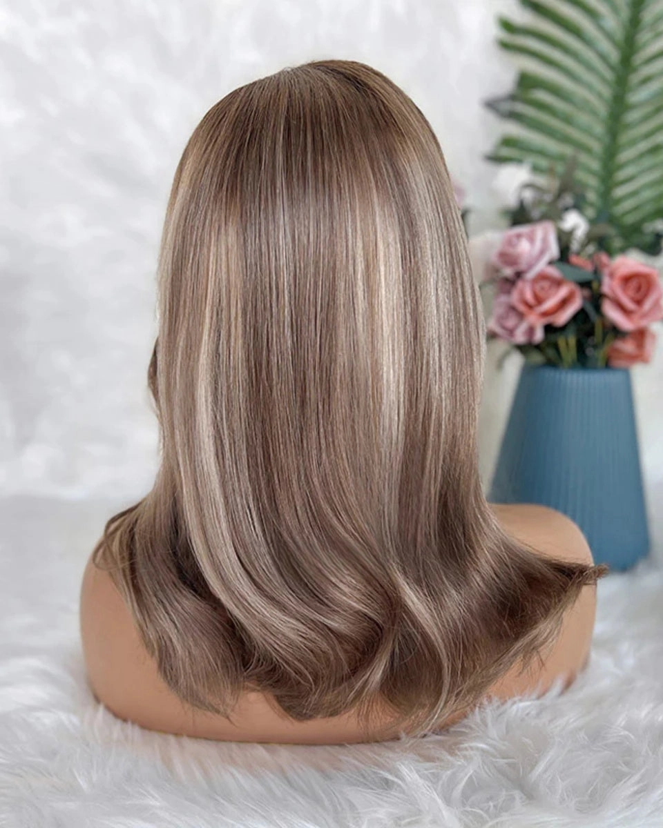[SalonLux] 13x4 HD Lace Balayage Wavy Bob Preplucked Human Hair Lace Front Wig