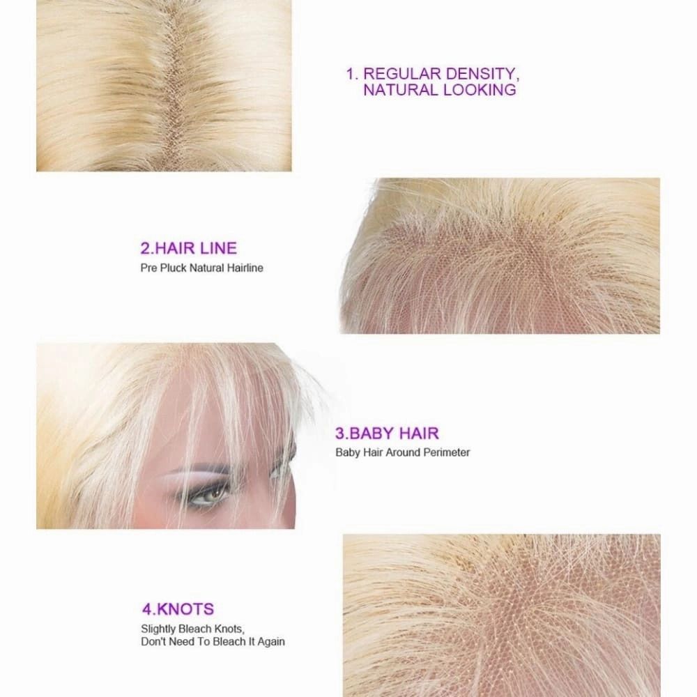 Alan| 13x4 Preplucked 613 Blonde Human Hair BOB Lace Wig With Bang| Silky Straight
