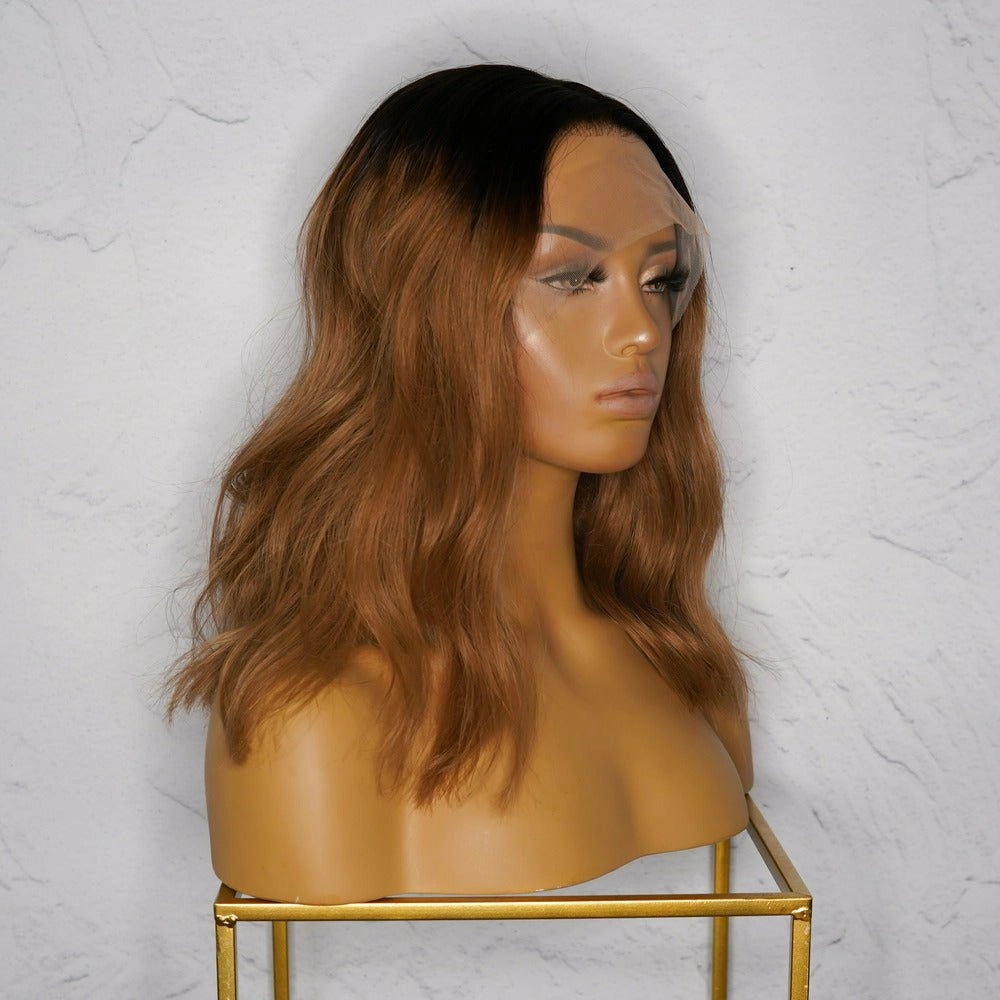 ANEESHA Brown Ombre Human Hair Lace Front Wig