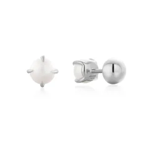 Ania Haie Silver Pearl Barbell Earrings E054-02H Ania Haie Jewellery