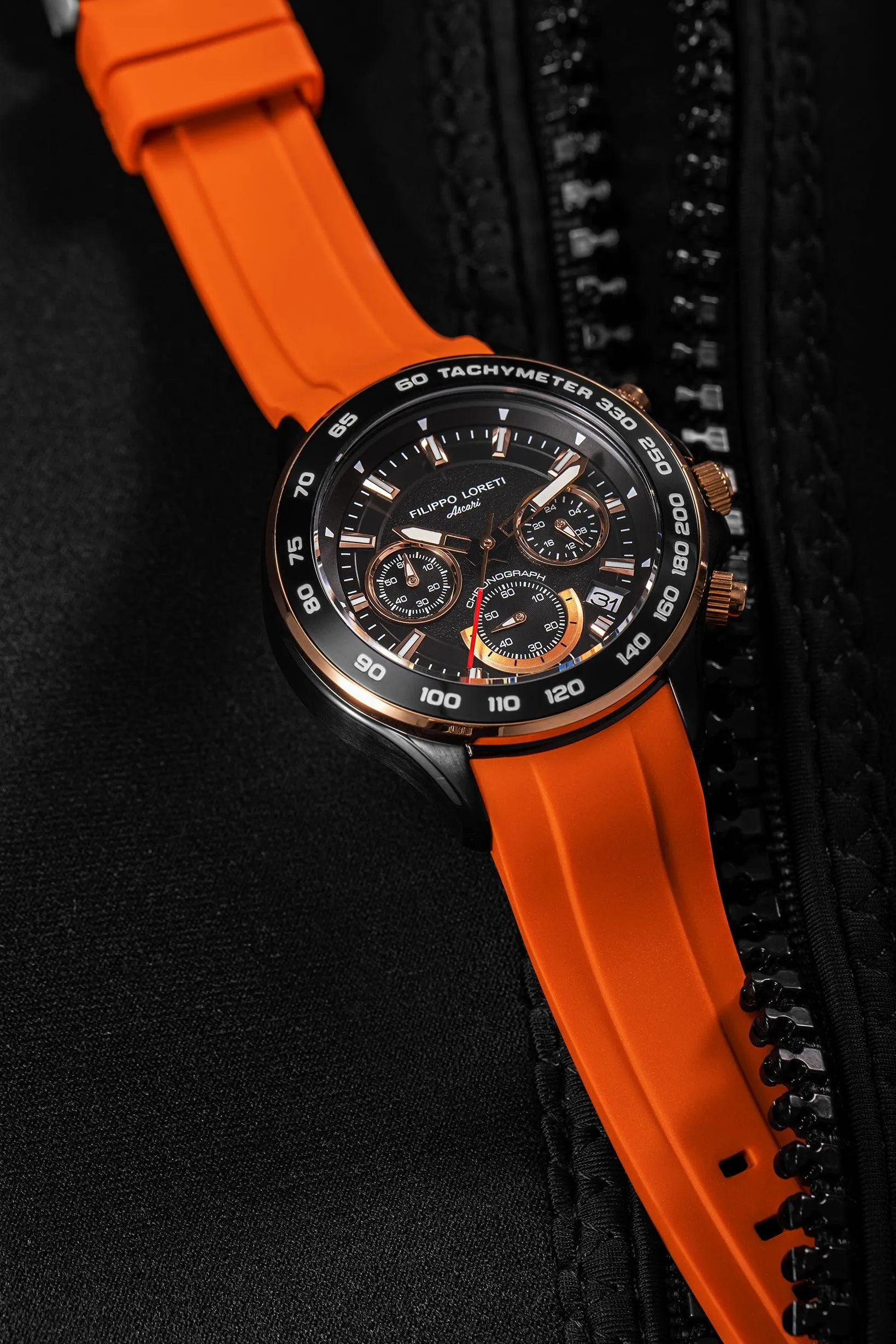 Ascari Monza 42mm Black Rose Tiger Rubber