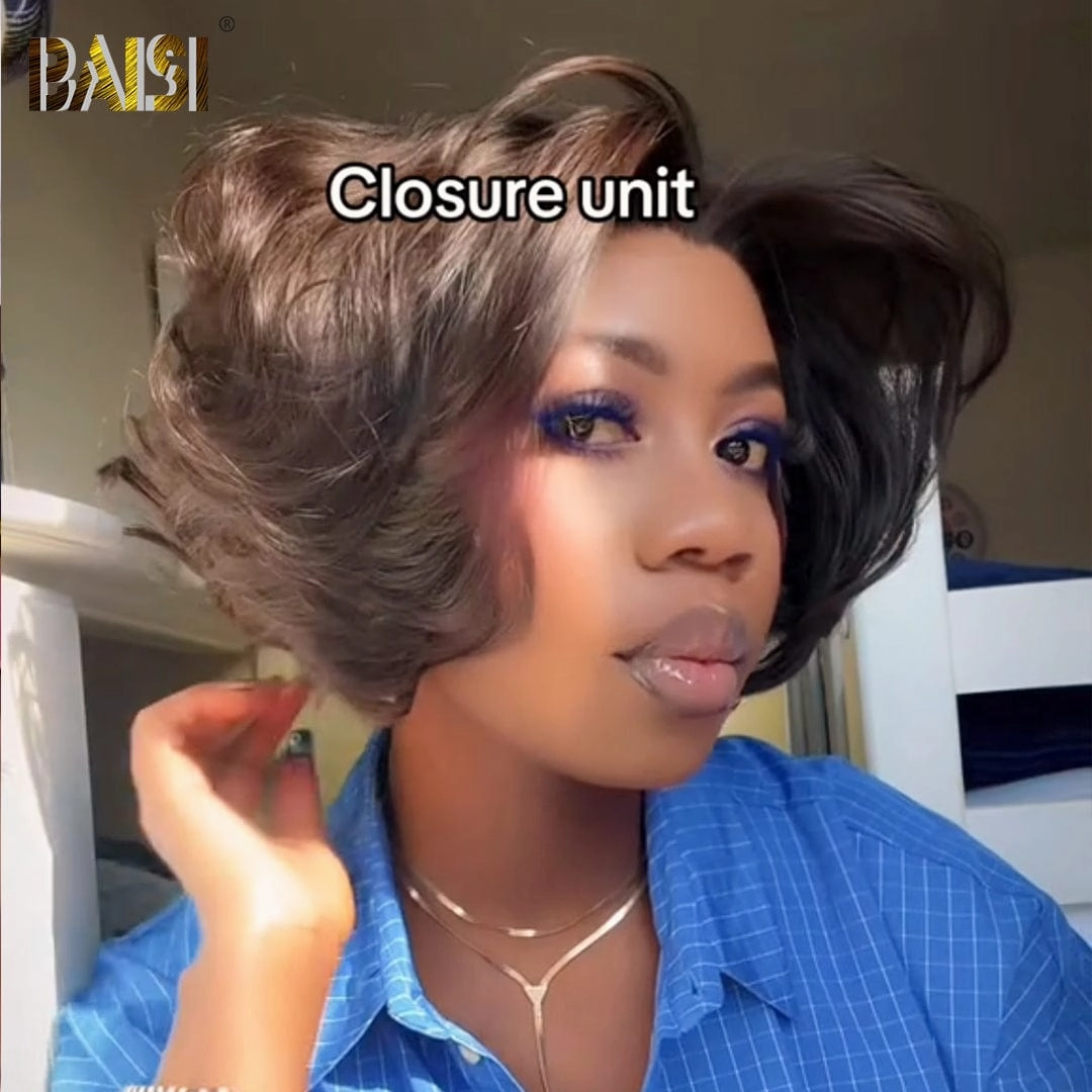 BAISI Dark Brown Wavy Lace BOB Wig