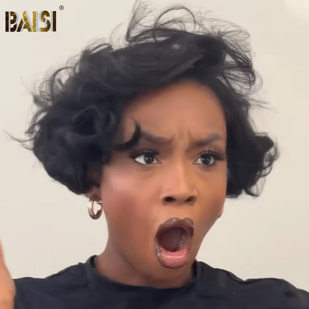 BAISI Fashion Cute Short Wavy BOB Wig