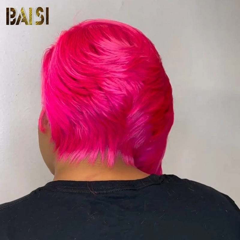BAISI Fashion Pink Color Side Part BoB Wig