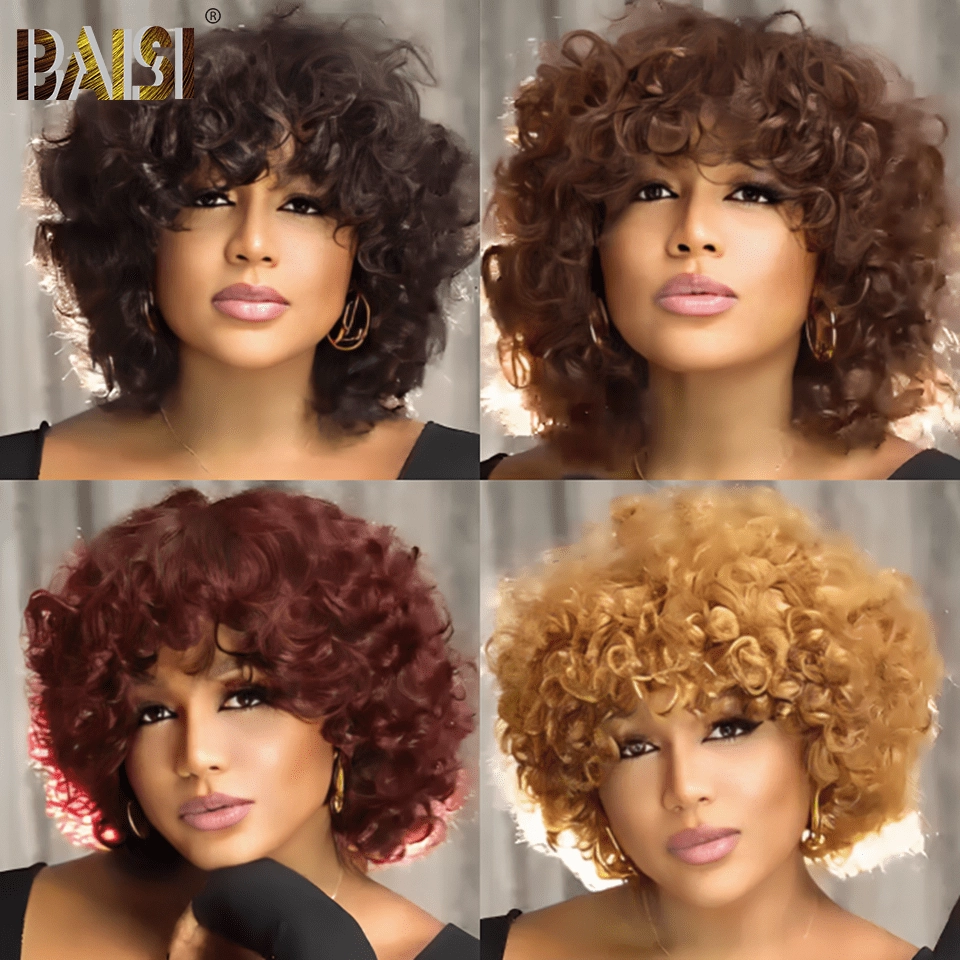 BAISI Machine Made Afro Bouncy Egg Curl Wig