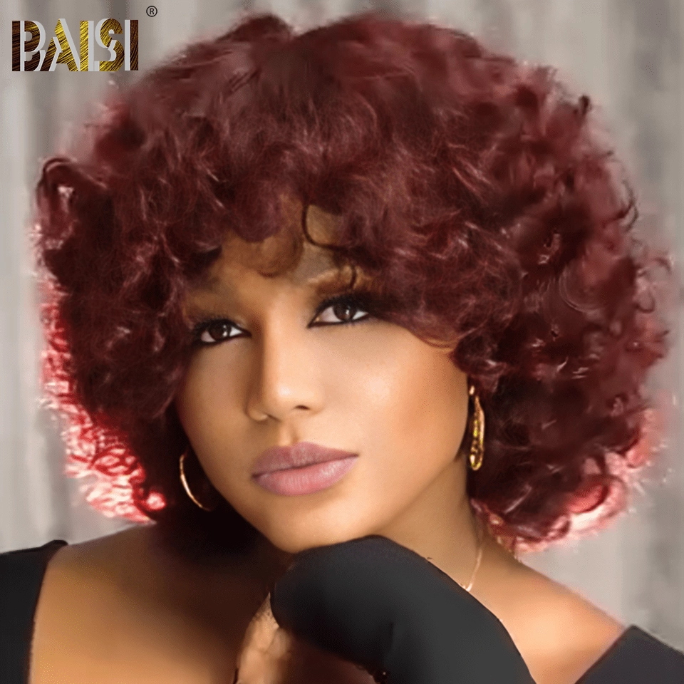 BAISI Machine Made Afro Bouncy Egg Curl Wig
