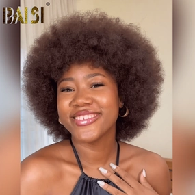 BAISI Machine Made Human Hair Afro Curl Wig