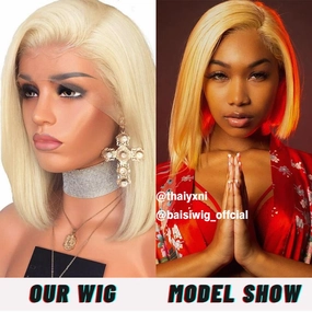 BAISI MODEL SHOW, Click to Get Same Wig ( Blonde 613# Lace Frontal Bob )