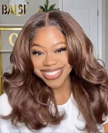 BAISI Ombre Brown Wavy BOB Glueless Wig