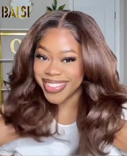 BAISI Ombre Brown Wavy BOB Glueless Wig