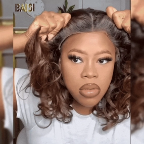 BAISI Ombre Brown Wavy BOB Glueless Wig