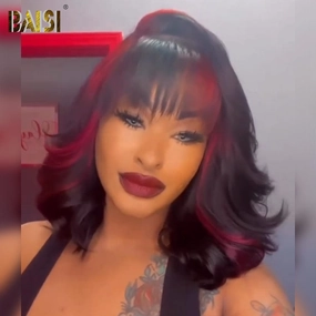 Baisi Red HIghlight With Bang Lace Wig