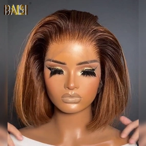 BAISI Sexy Honey Brown Straight Short BOB WIg
