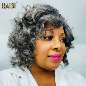 BAISI Sexy Salt & Pepper Wavy Wig