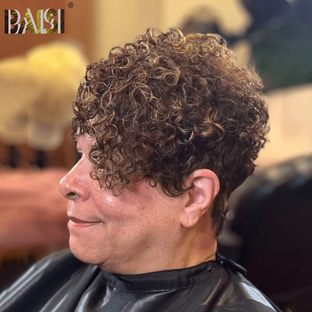 BAISI Sexy Side Part Brown With Highlight BOB Wig