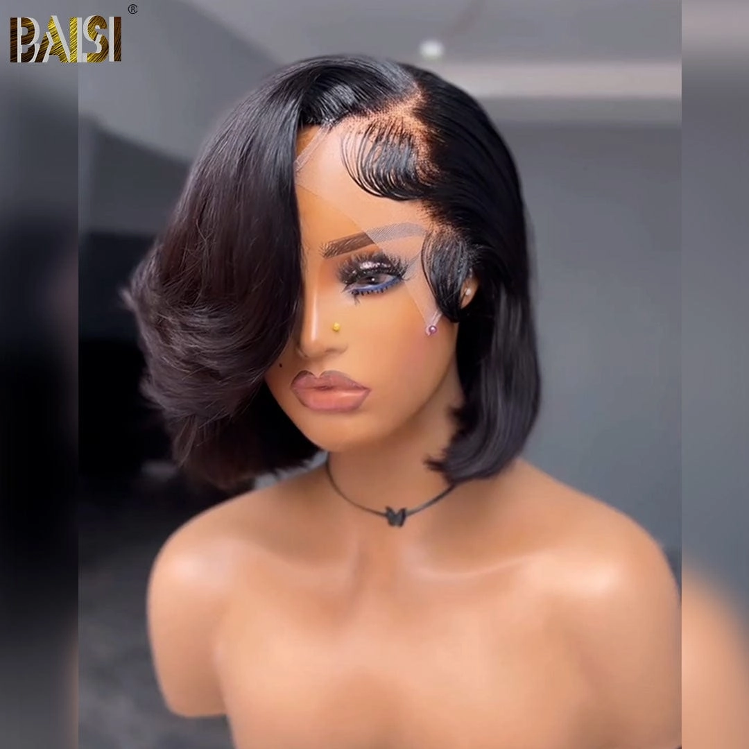 BAISI Sexy Side Straight With Wavy Bleached Knots BOB Wig