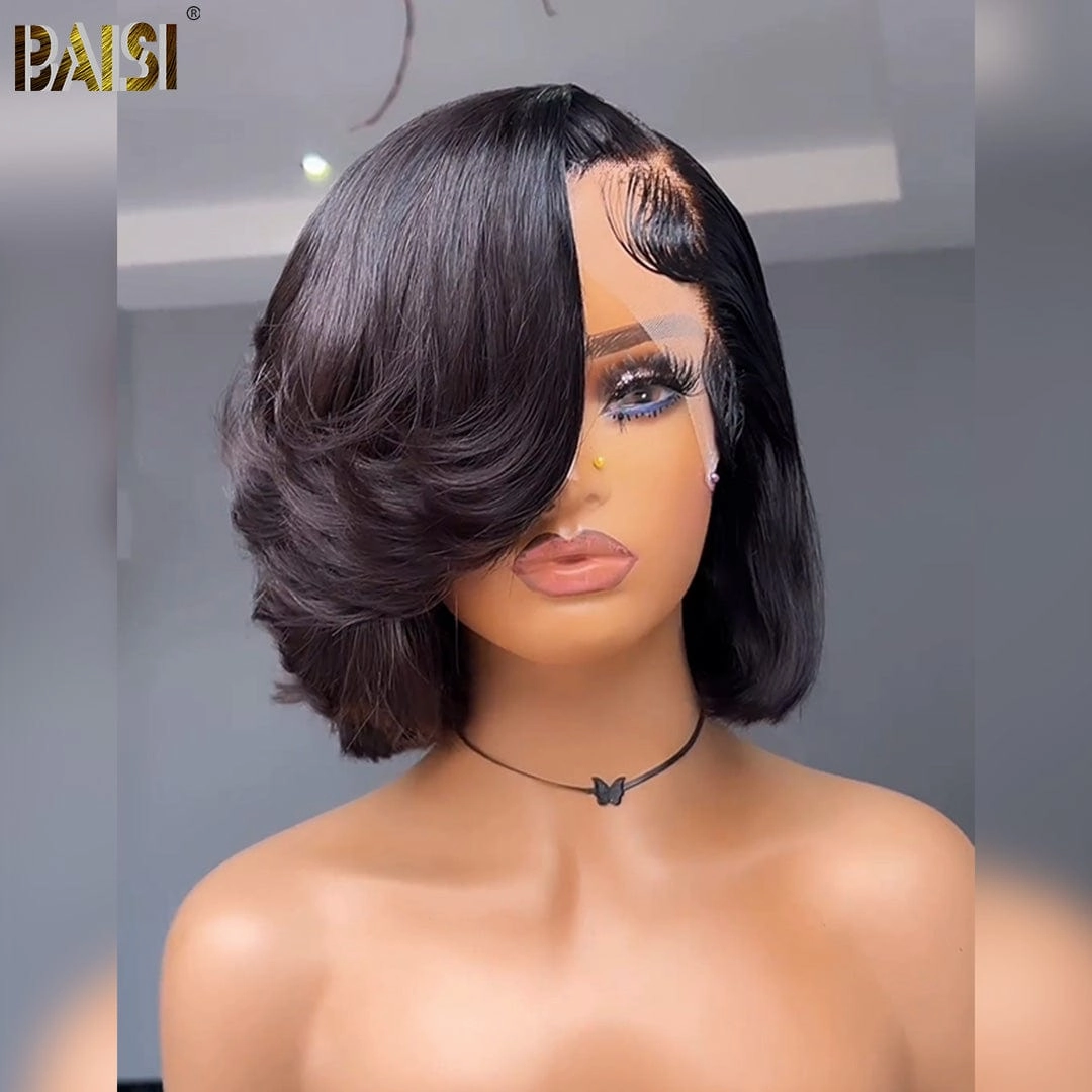 BAISI Sexy Side Straight With Wavy Bleached Knots BOB Wig