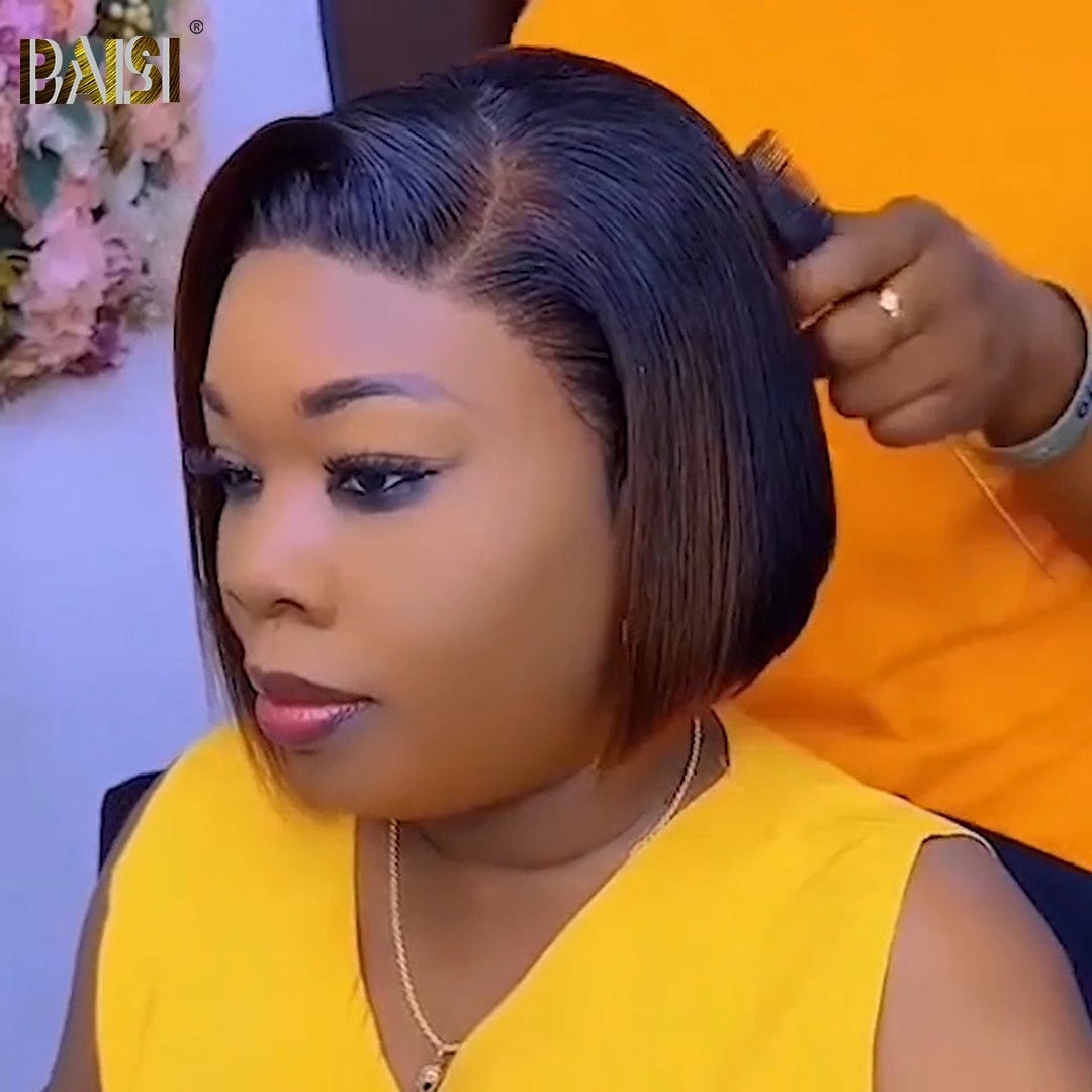 BAISI Straight Short BoB With Honey Blode Glueless Wig