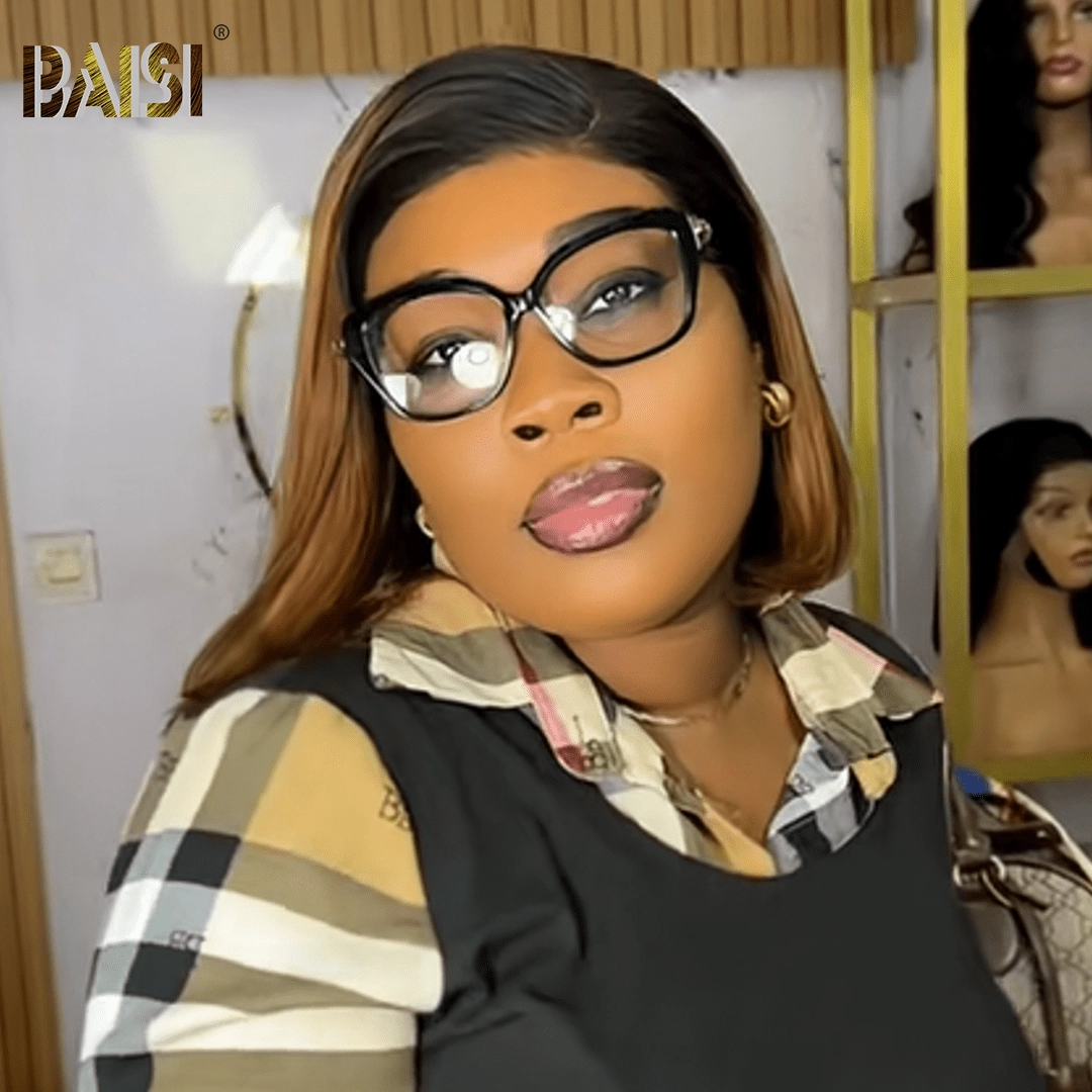 BAISI Straight Side Part With Brown Glueless BOB Wig