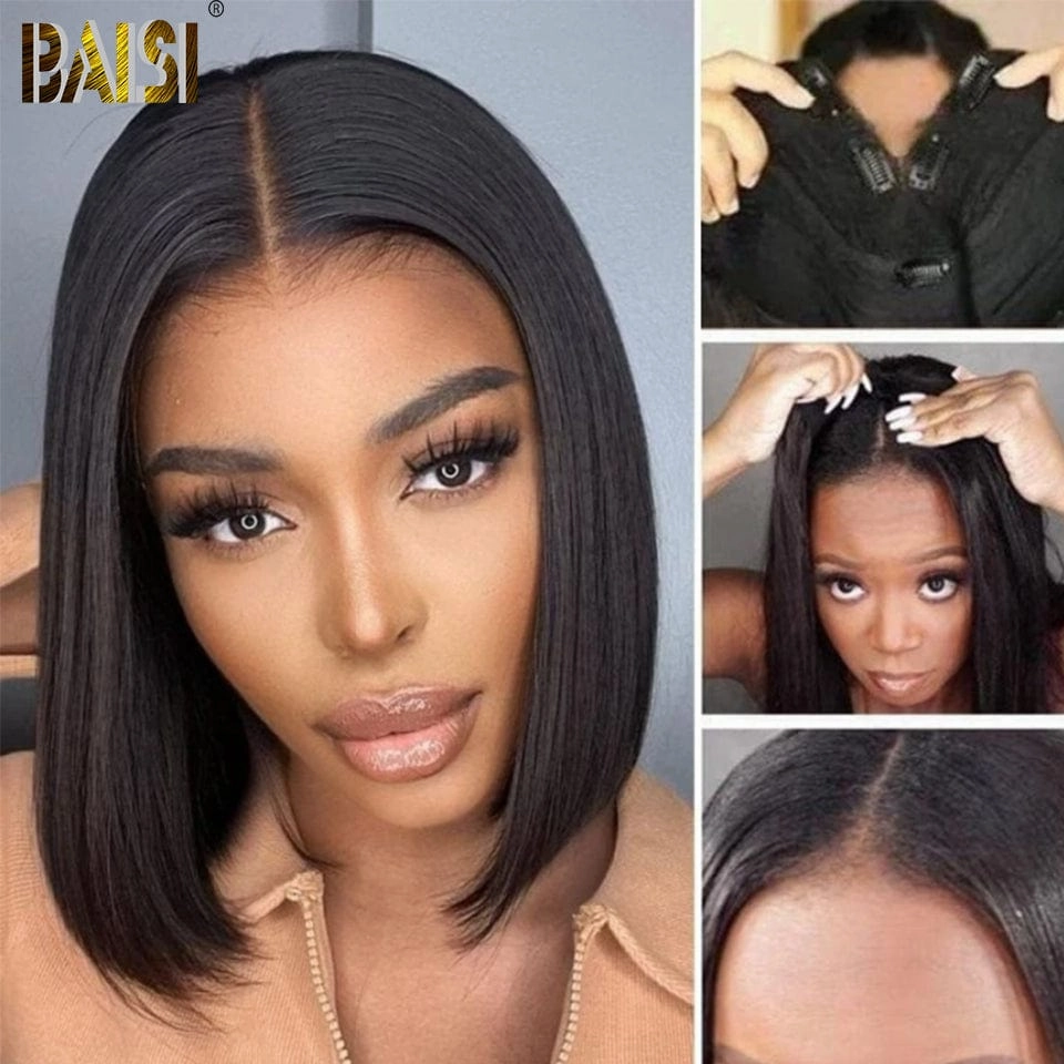 BAISI V Part Human Hair BoB Wig