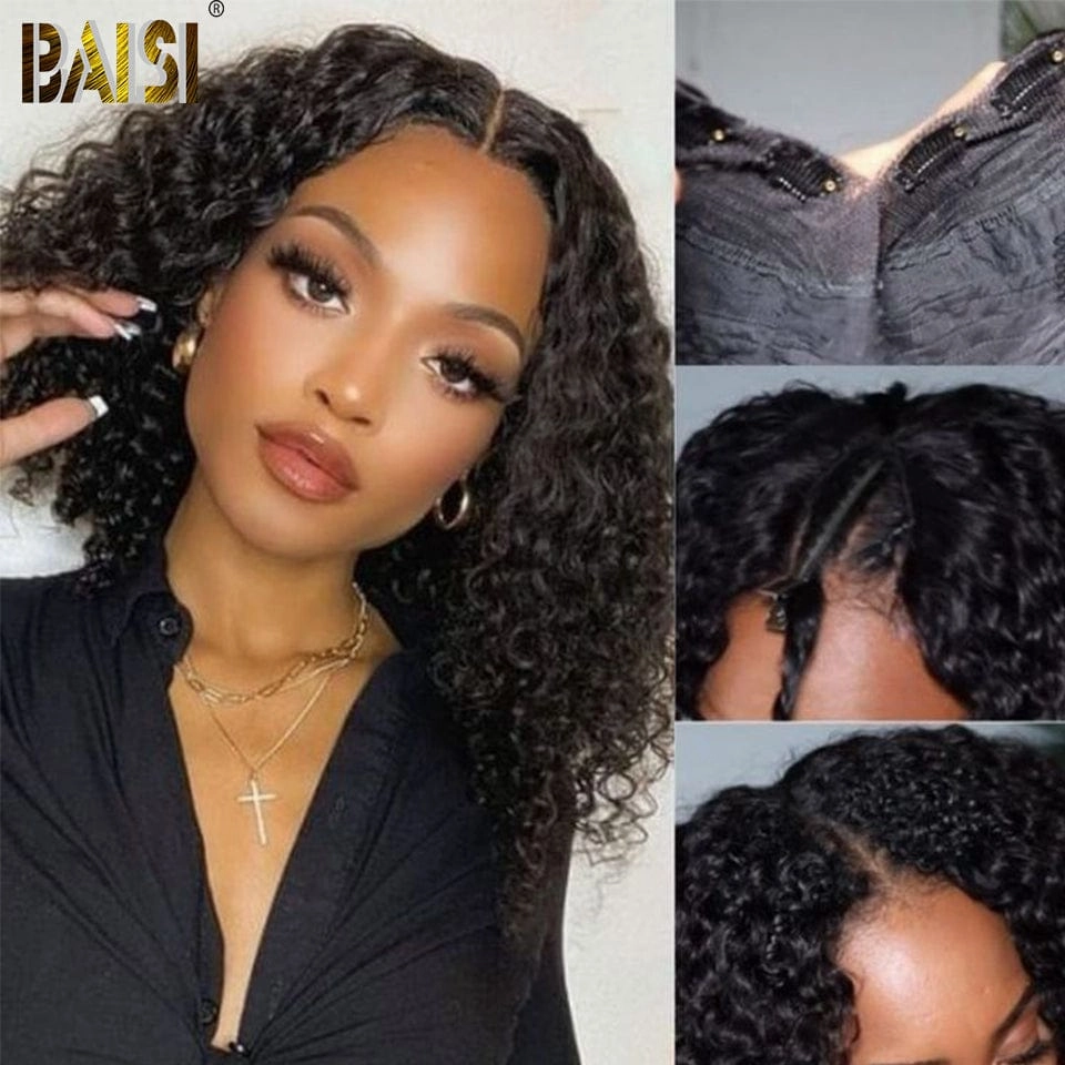 BAISI V Part Human Hair BoB Wig
