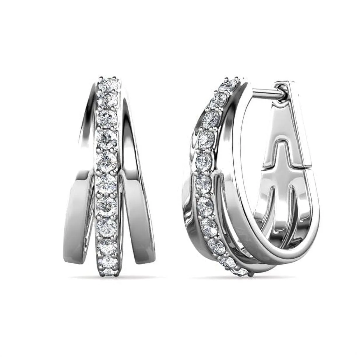 Bella 18k White Gold Necklace and Earrings Jewelry Set with Swarovski Crystals