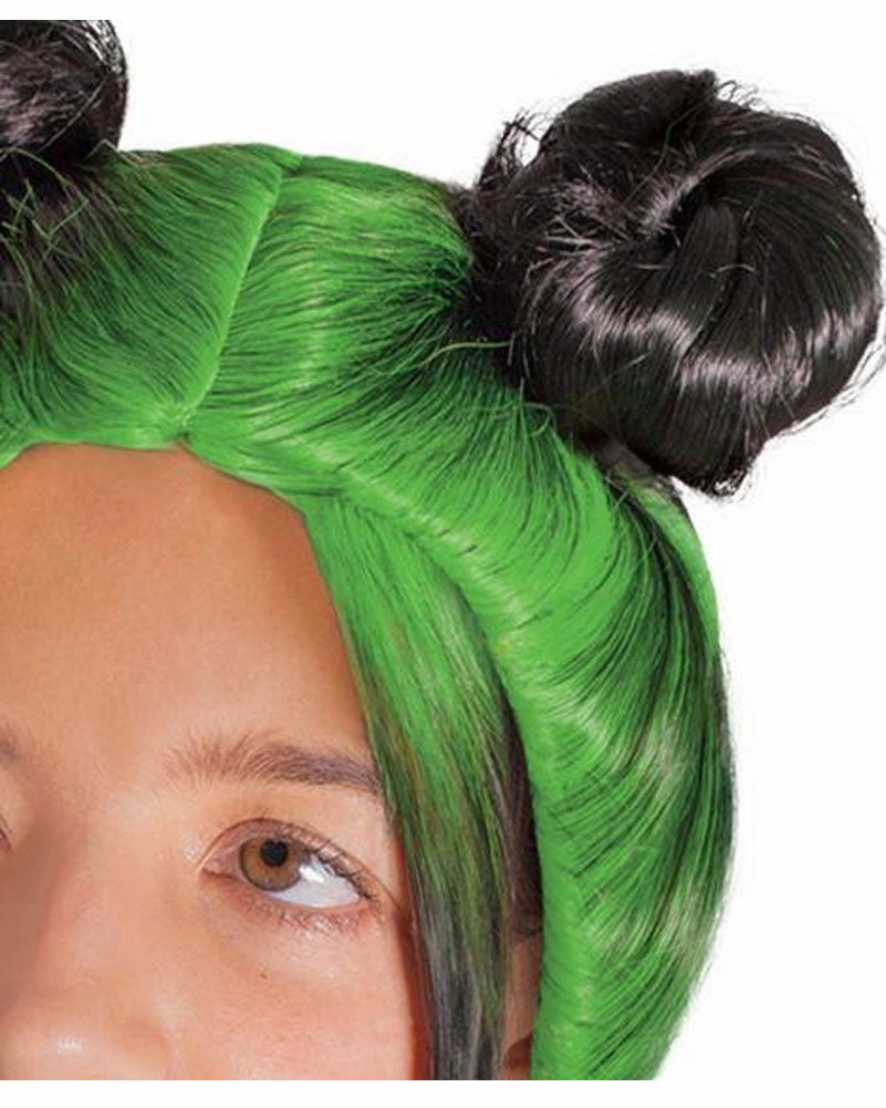 Billie Eilish Double Bun Green Kids Wig