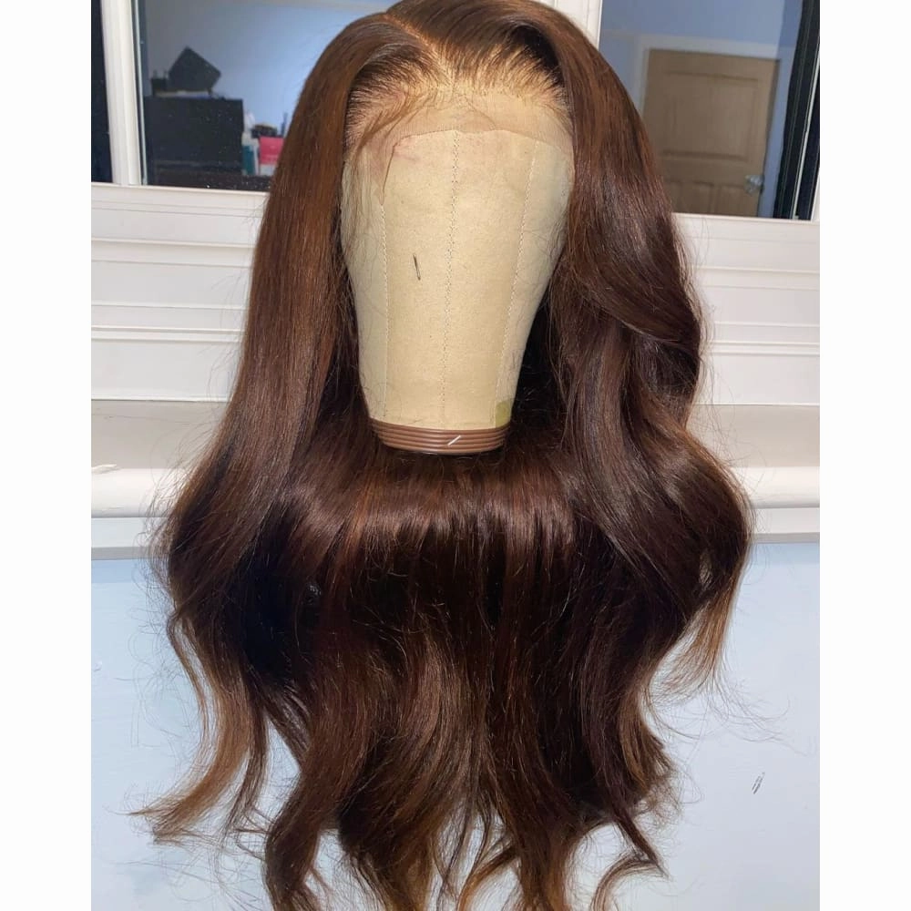 Brown 13x6 Skin Melt Lace Front Silk Straight Human Hair Wig