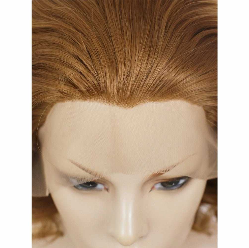 Brown Bob Wavy Short Lace Front Synthetic 1940S Wig