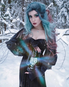 Cedre - Viridian Green And Brown Ombre Long Wavy Synthetic Lace Front Wig
