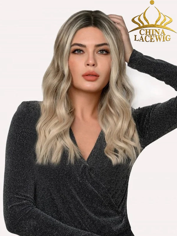 Chinalacewig Custom Wig Lace Frontal 18 inches Bleached Knots Human Virgin Hair C06