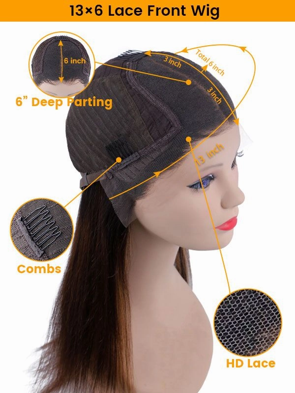Chinalacewig Natural Color Silky Straight 13x6 Undetectable HD Lace Front Wigs  CF282