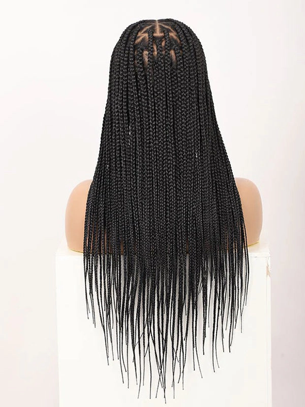 Chinalacewig Small Triangle Knotless Box Braids HD Full Lace Braided Wig Human Hair Root With Baby Hair Braid Wigs