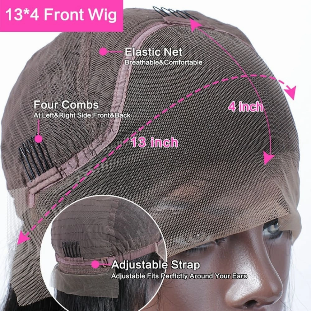 Ciani | 13x4 Full Frontal Human Hair Light Yaki BOB Lace  Wig | Fluffy Edge