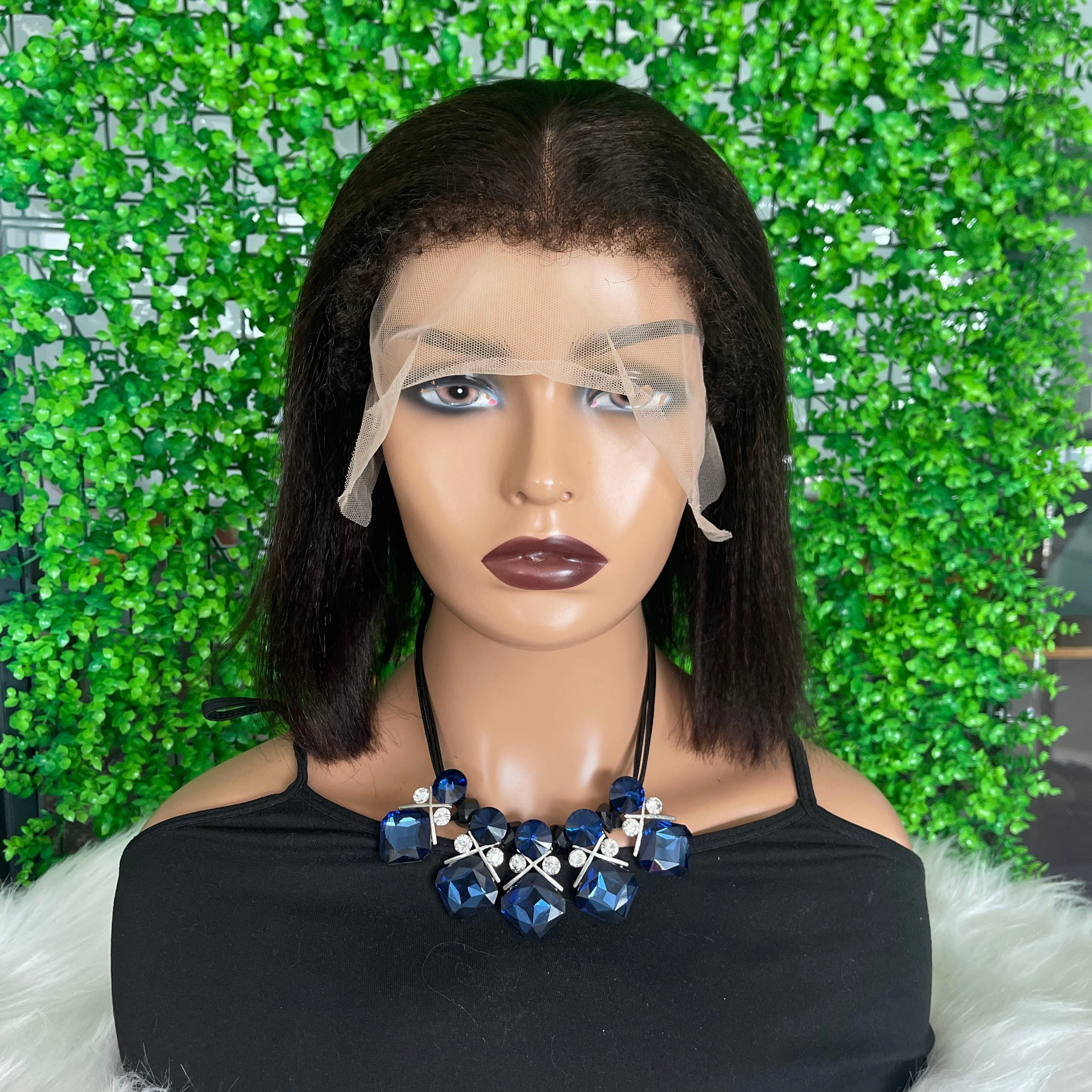 Ciani | 13x4 Full Frontal Human Hair Light Yaki BOB Lace  Wig | Fluffy Edge