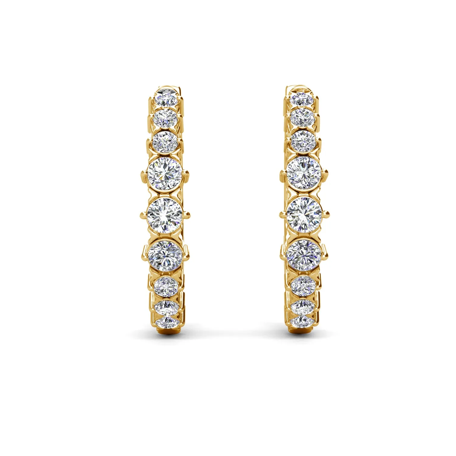 Claire 18k White Gold Plated 20mm Hoop Earrings with Swarovski Crystals