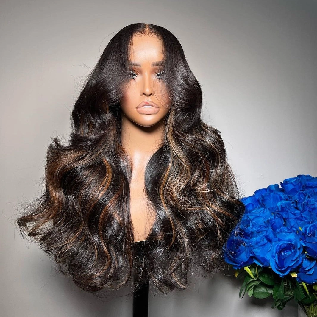 CLEARANCE Adria | Body Wave Highlights Preplucked Human Hair Lace Front Wig