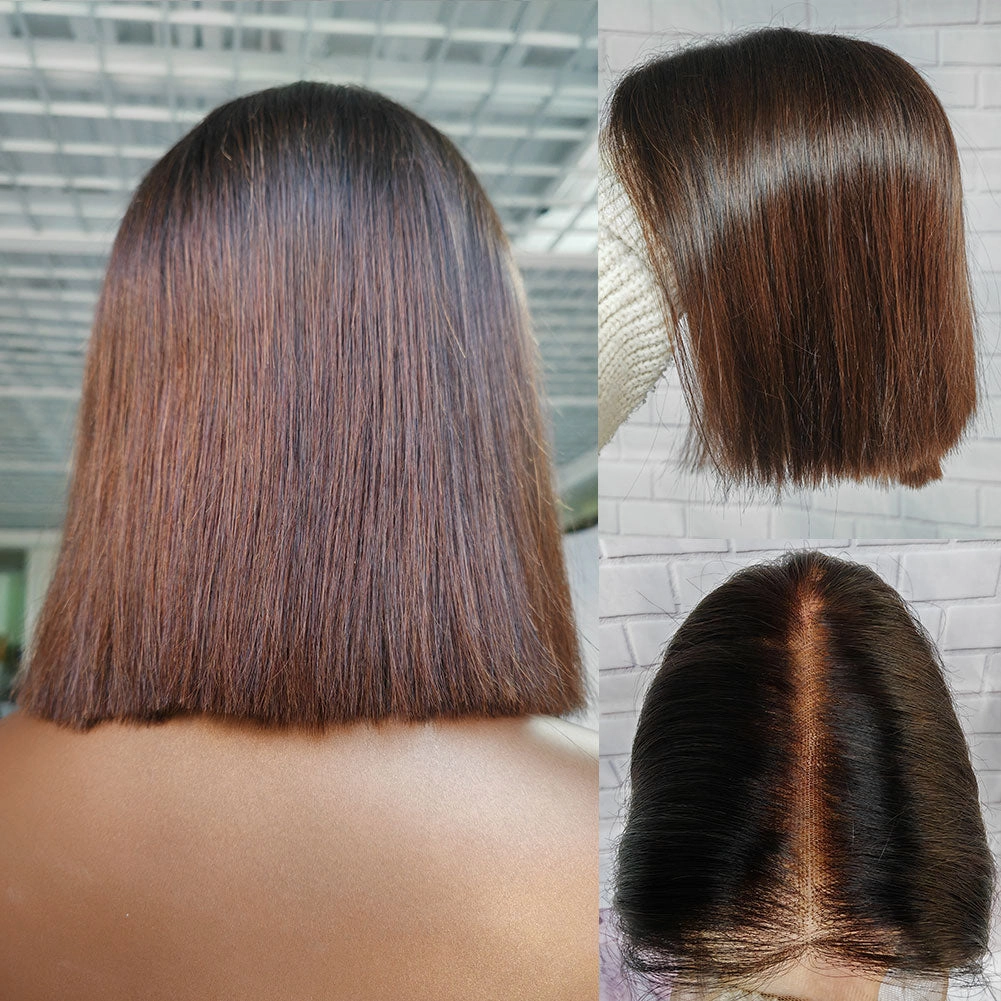 CLEARANCE Glueless Knot-Free 13x6 Fitted Cap Ear Tap 250% Skin Melt Lace Front Wig Ombre Colored Bob