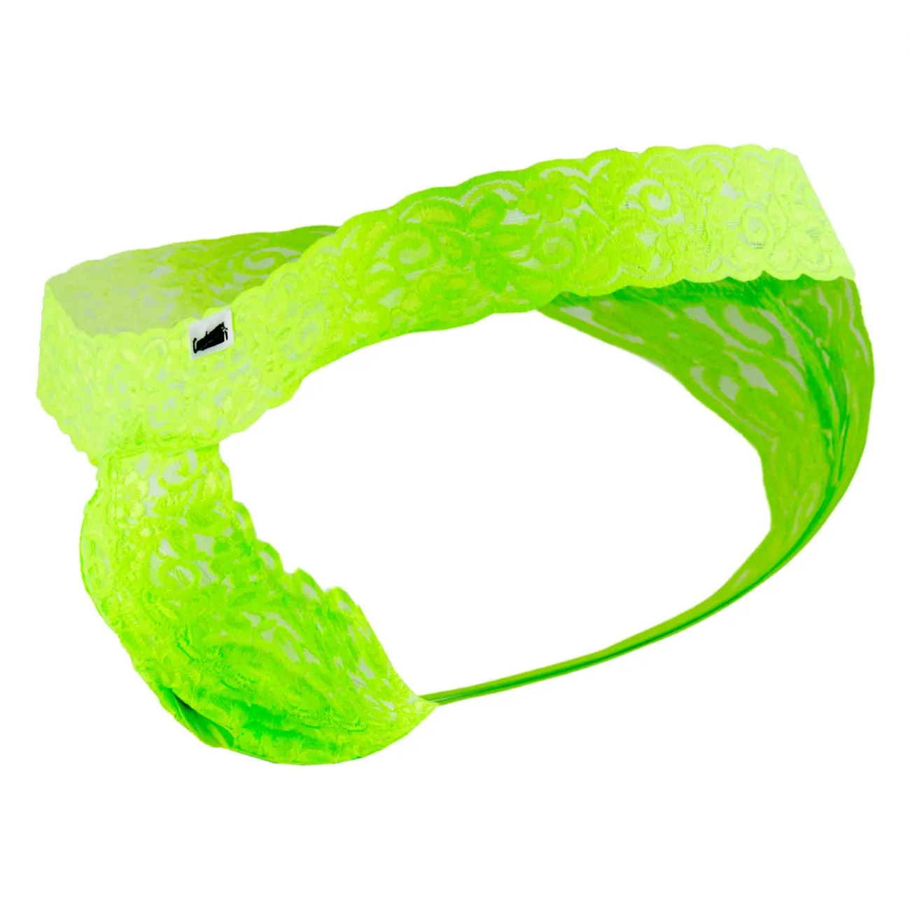 Clothing_Candyman_Mens Underwear CandyMan 99315X Peek a Boo Lace Thongs Color Hot Green