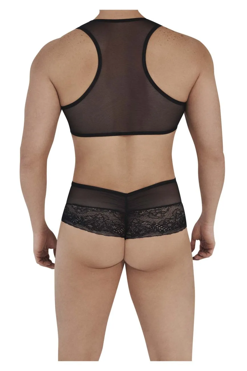 Clothing_Candyman_Mens Underwear CandyMan 99557X Mesh-Lace Bodysuit Color Black