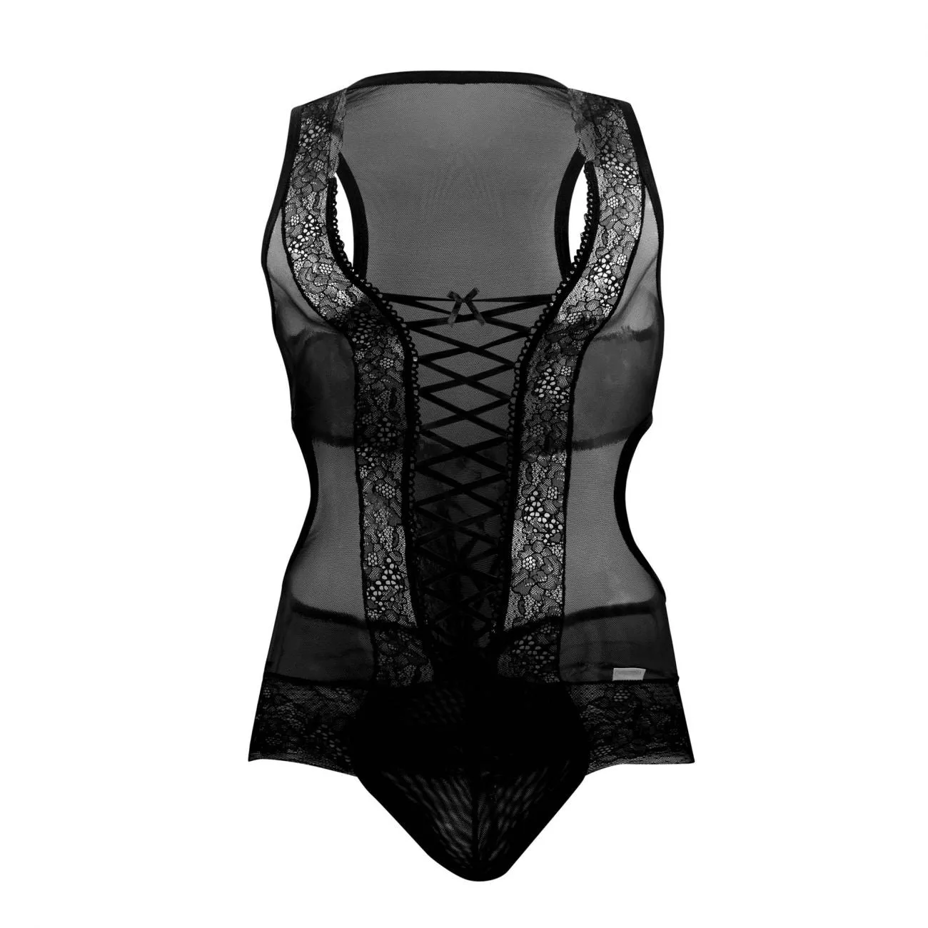 Clothing_Candyman_Mens Underwear CandyMan 99557X Mesh-Lace Bodysuit Color Black