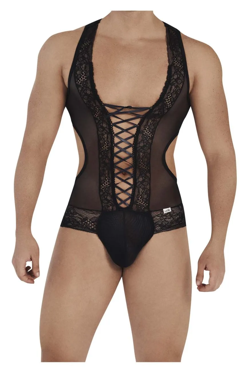 Clothing_Candyman_Mens Underwear CandyMan 99557X Mesh-Lace Bodysuit Color Black