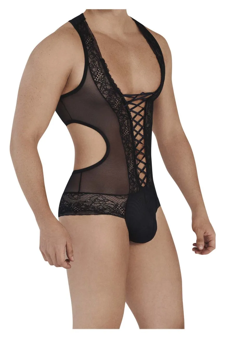 Clothing_Candyman_Mens Underwear CandyMan 99557X Mesh-Lace Bodysuit Color Black