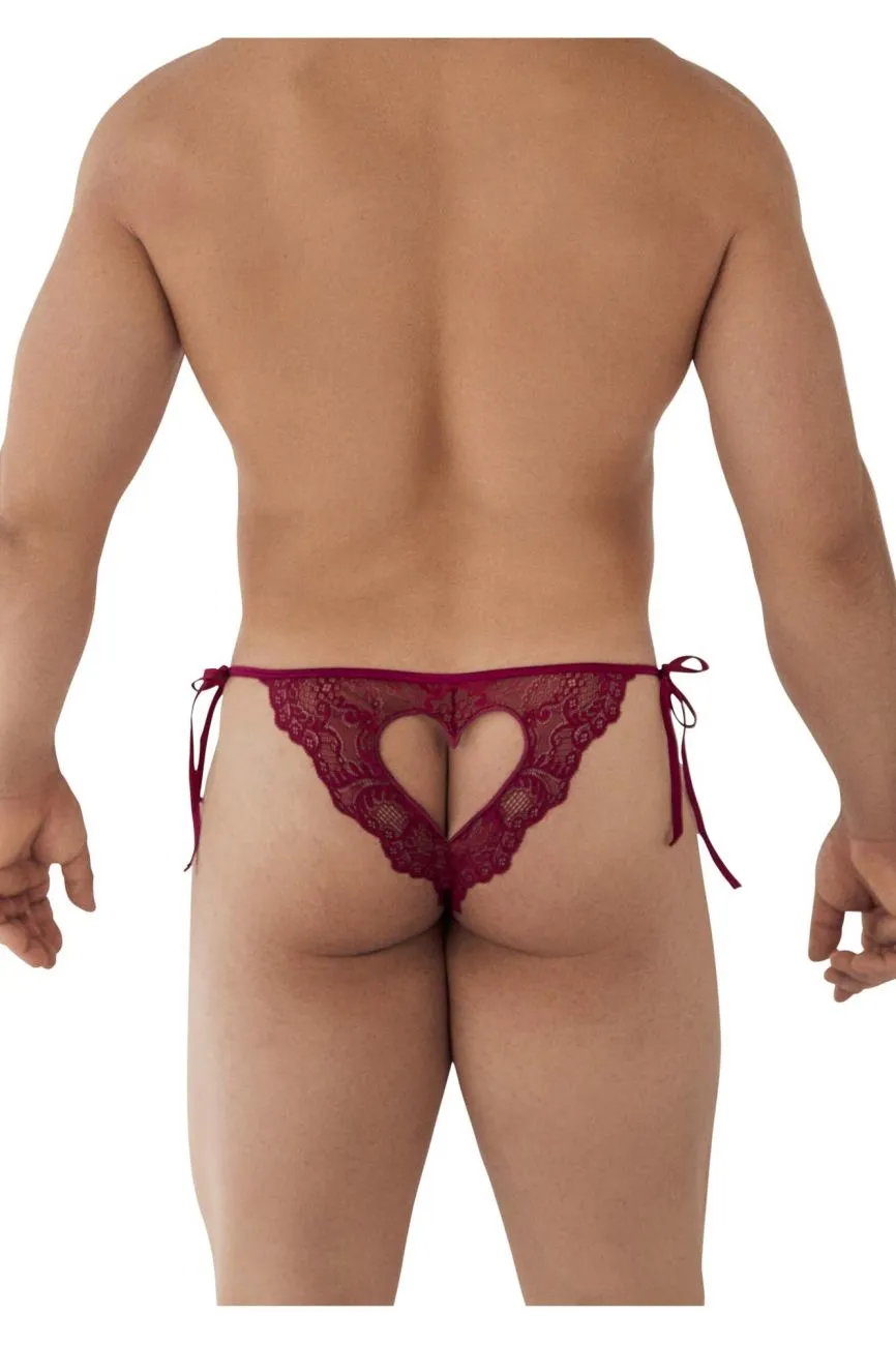 Clothing_Candyman_Mens Underwear CandyMan 99579 Lace Heart Bikini Color Burgundy