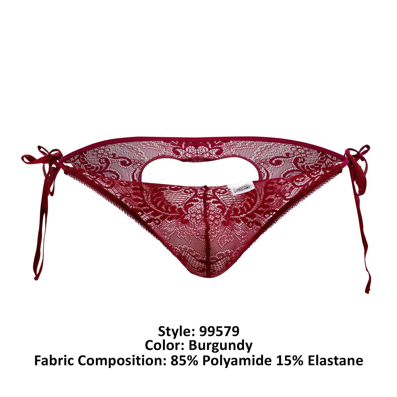 Clothing_Candyman_Mens Underwear CandyMan 99579 Lace Heart Bikini Color Burgundy