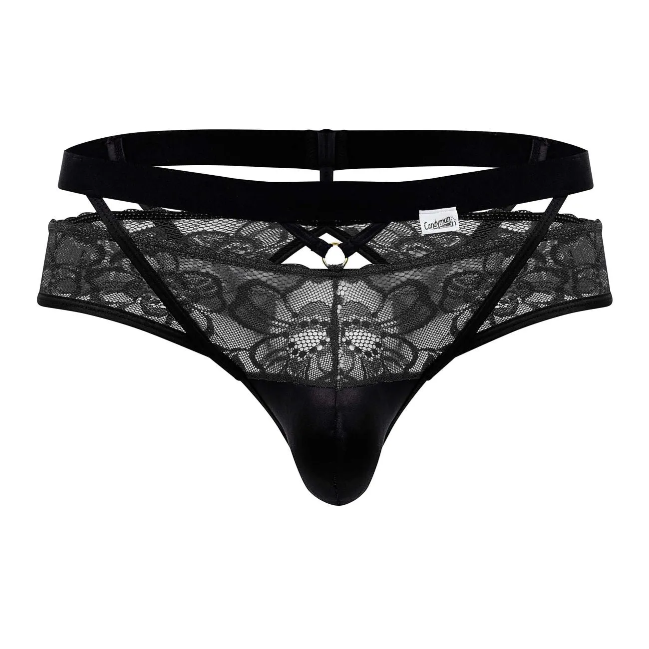 Clothing_Candyman_Mens Underwear CandyMan 99627 Lace Jockstrap Color Black