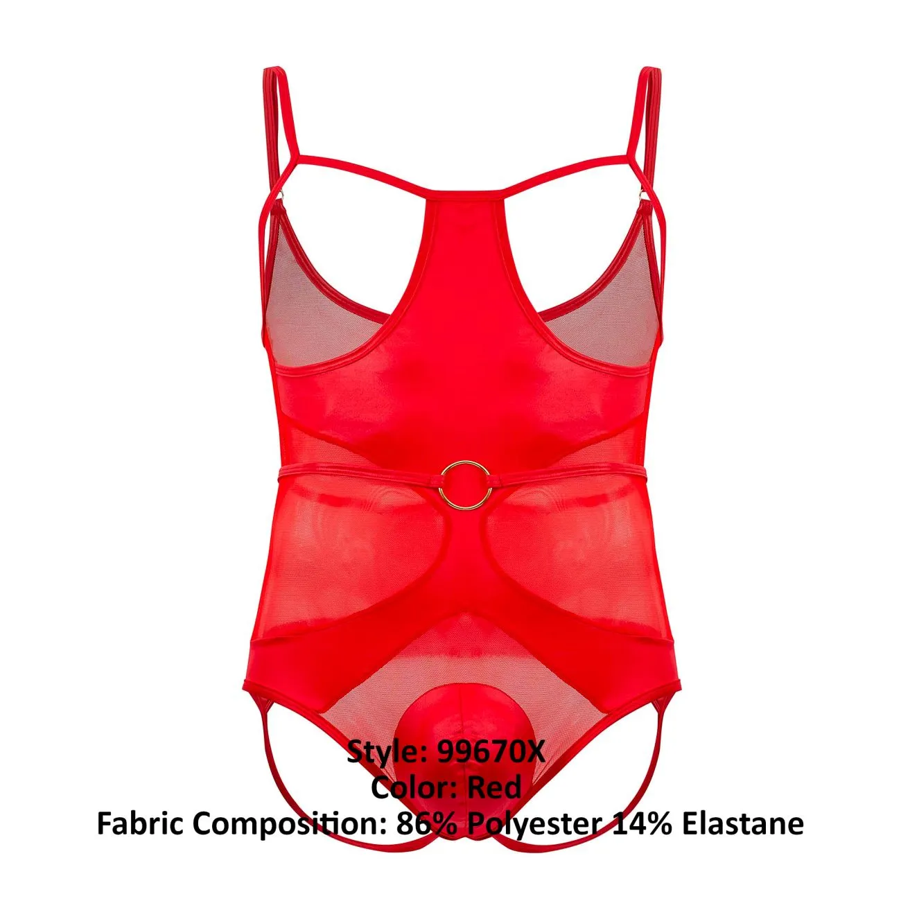 Clothing_Candyman_Mens Underwear CandyMan 99670X Harness Bodysuit Color Red