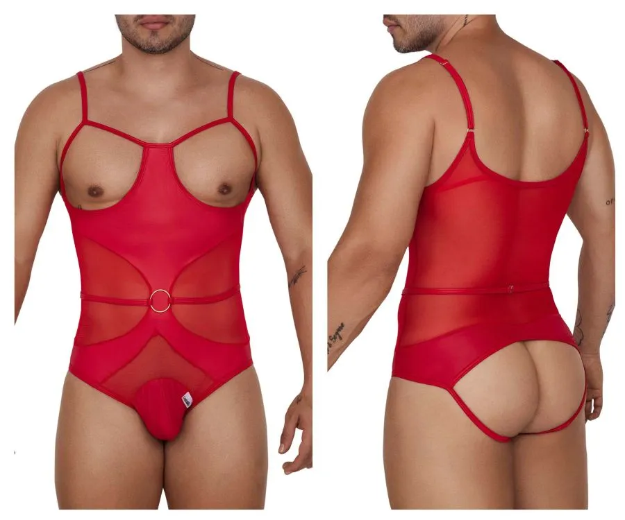 Clothing_Candyman_Mens Underwear CandyMan 99670X Harness Bodysuit Color Red