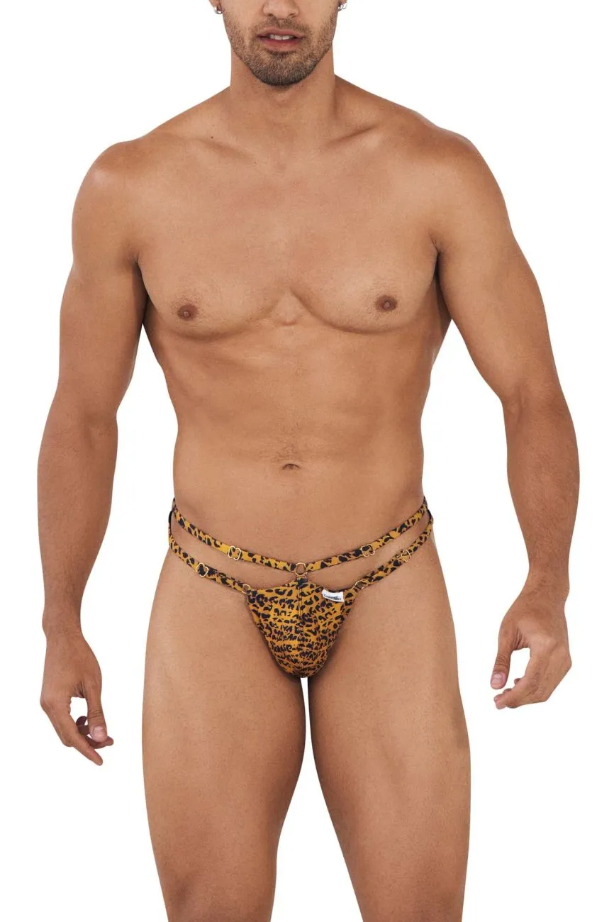 Clothing_Candyman_Mens Underwear CandyMan 99712 Safari Thongs Color Leopard Print